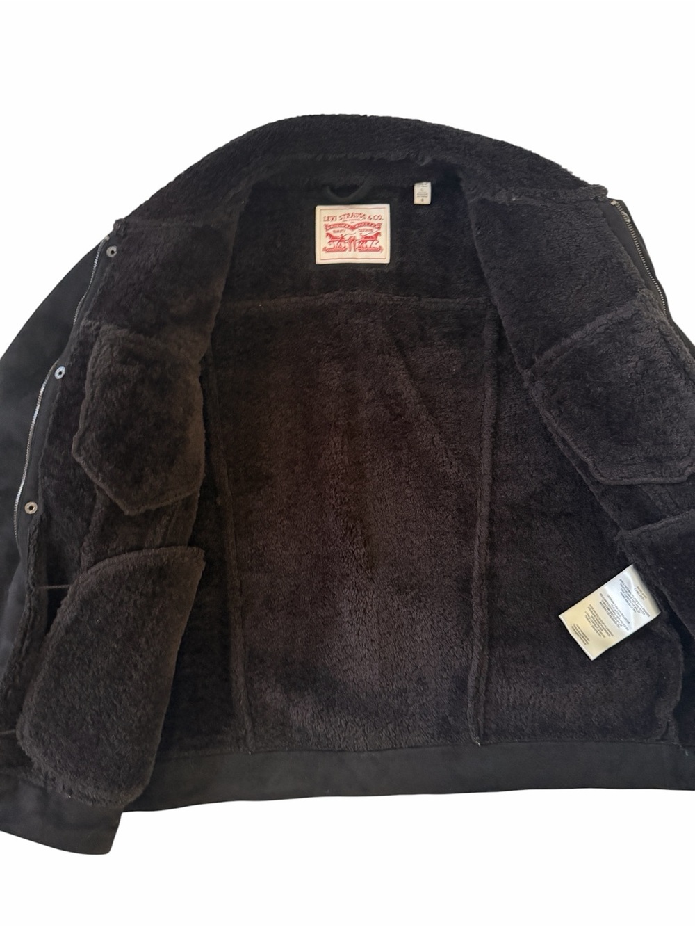 Levi's Men's Sherpa Trucker Jacket Black Denim Button Front Coat Size Large - Picture 4 of 8